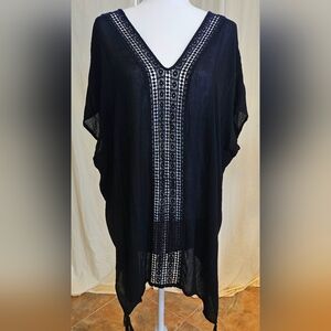 ✨️UPDATED✨️NWOT Raviya Black Crochet Trim Beach Coverup Tunic Dress